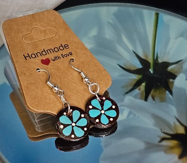 Aqua Blue | Coconut Shell Earring