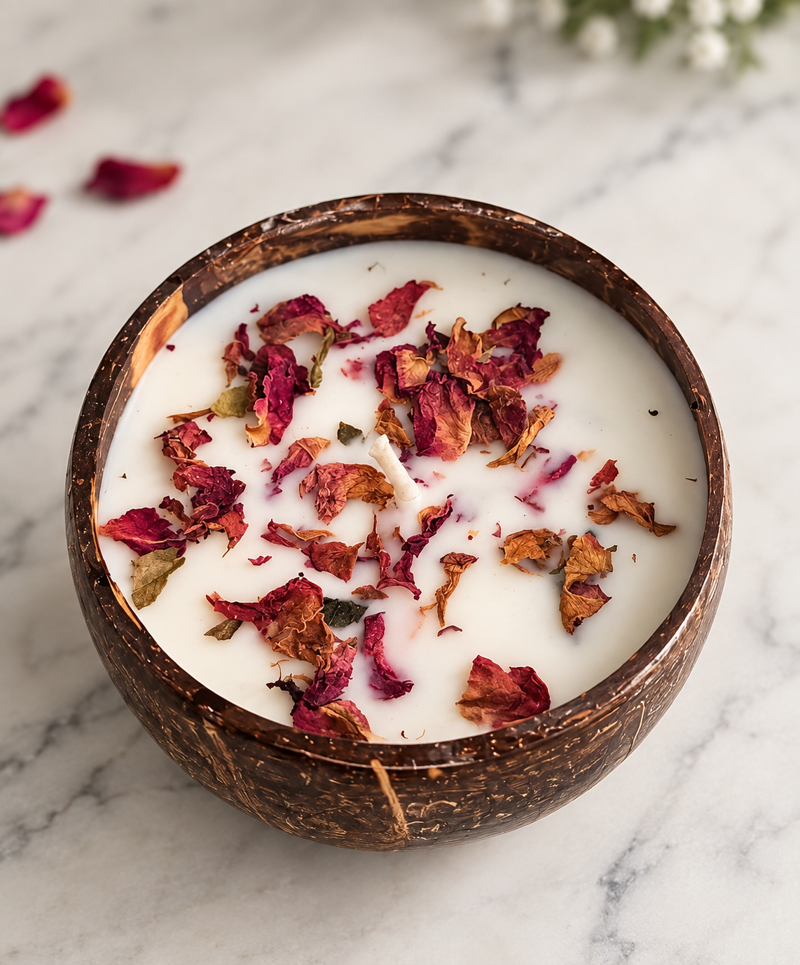 Coconut Shell  Candle - Round